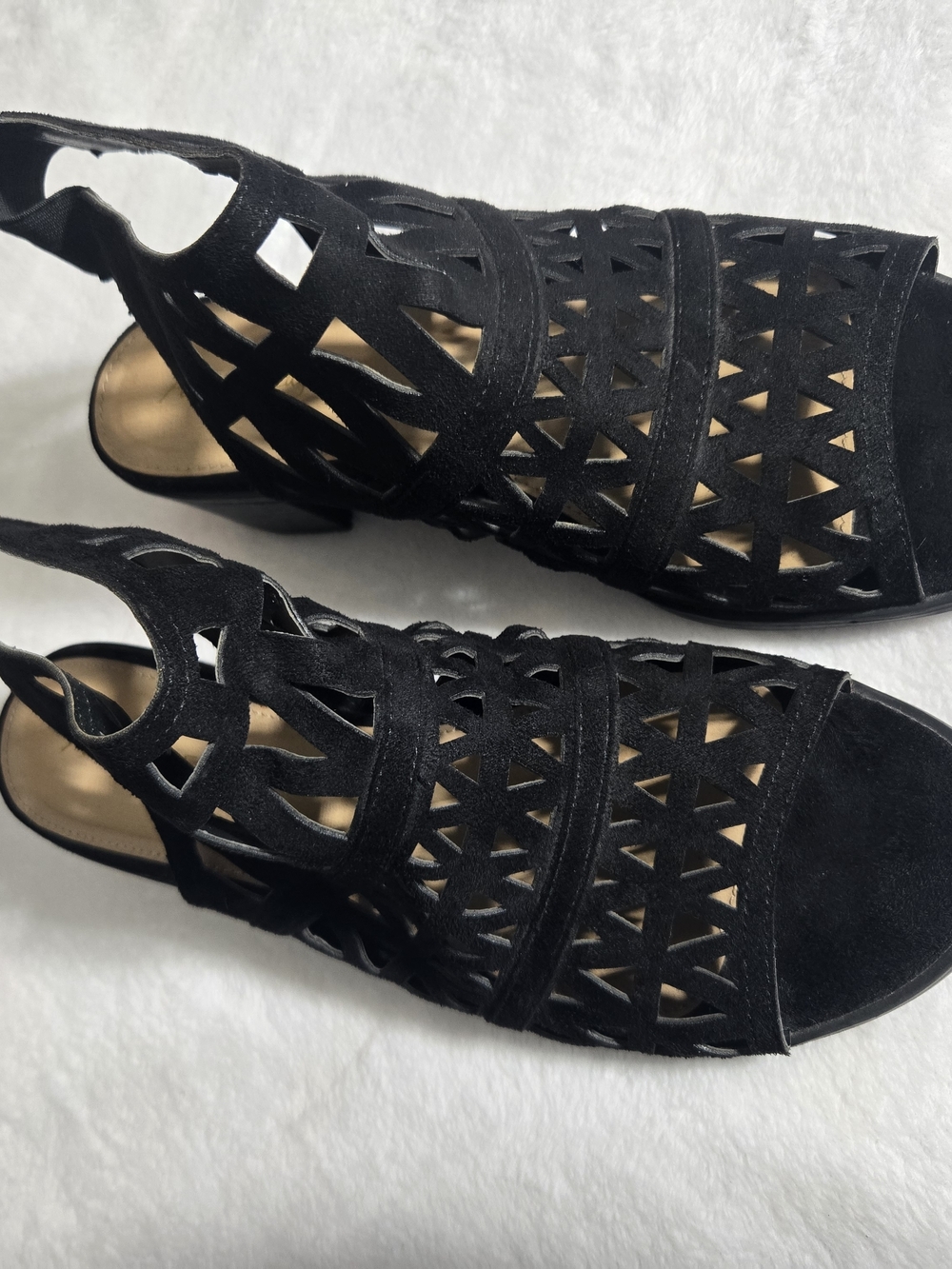 American Eagle Women’s Black Laser-Cut Slingback Sandals